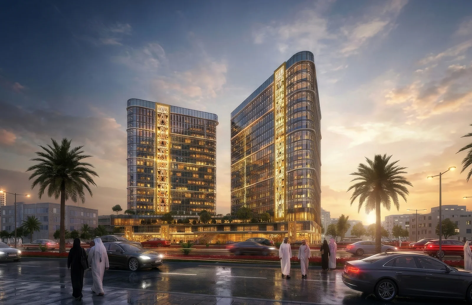 Urban gateway architectural rendering